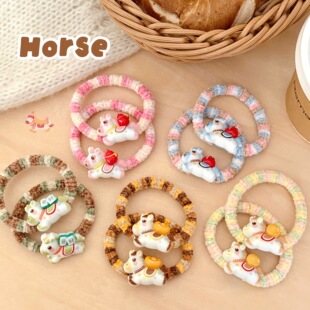 新年礼品新款马年创意马尾发绳儿童可爱双马尾编织头绳发饰简约高