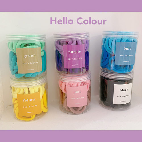 生日礼物50条桶装韩版ins风简约无接缝发绳彩色发圈高弹力头绳糖