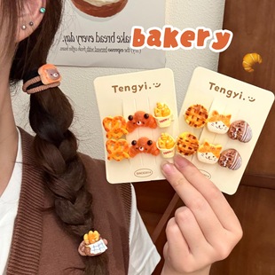 薄利多销可爱食玩曲奇面包发夹发绳少女心百搭鸭嘴夹趣味卡通萌宠
