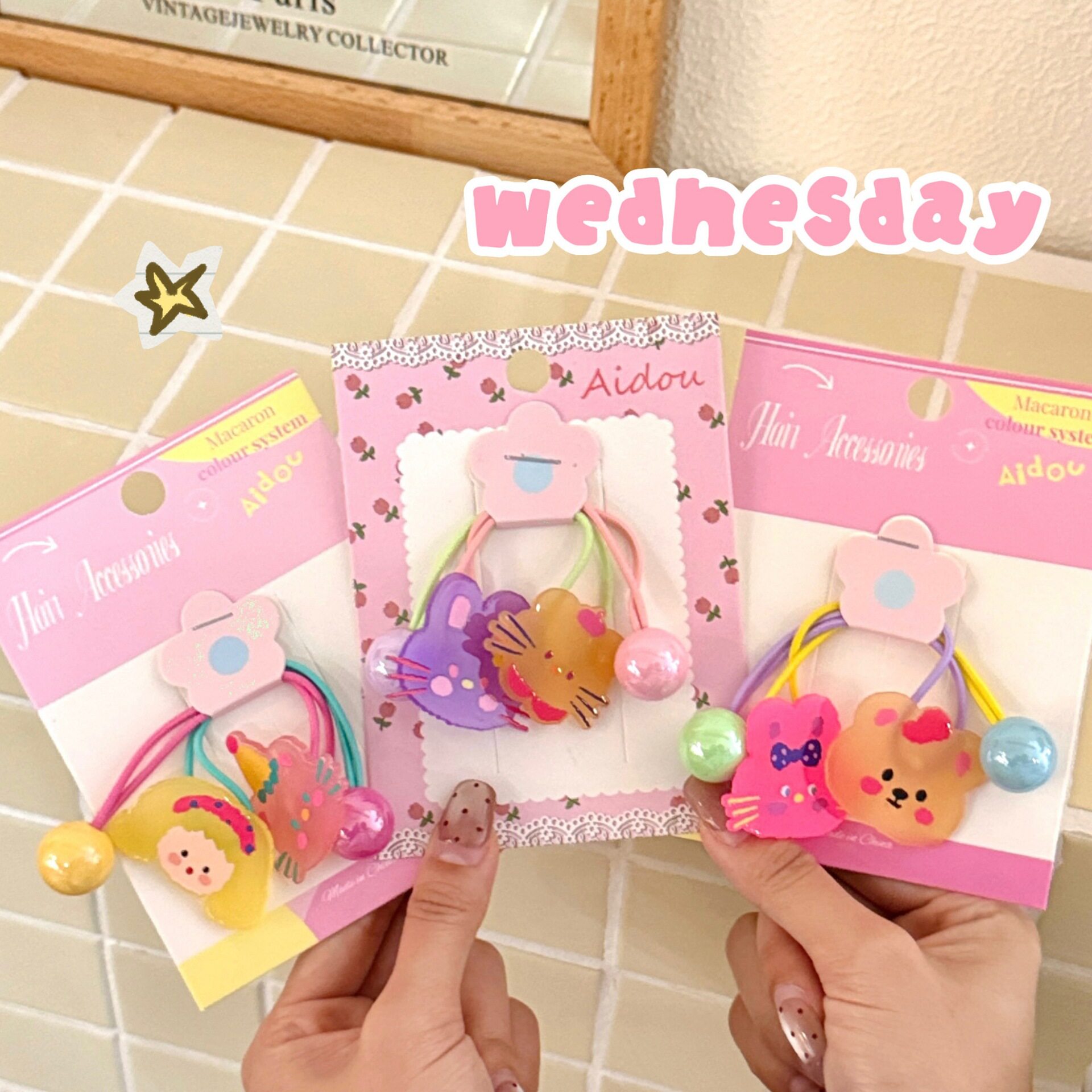 美少女马尾盘发皮筋卡通发绳头饰