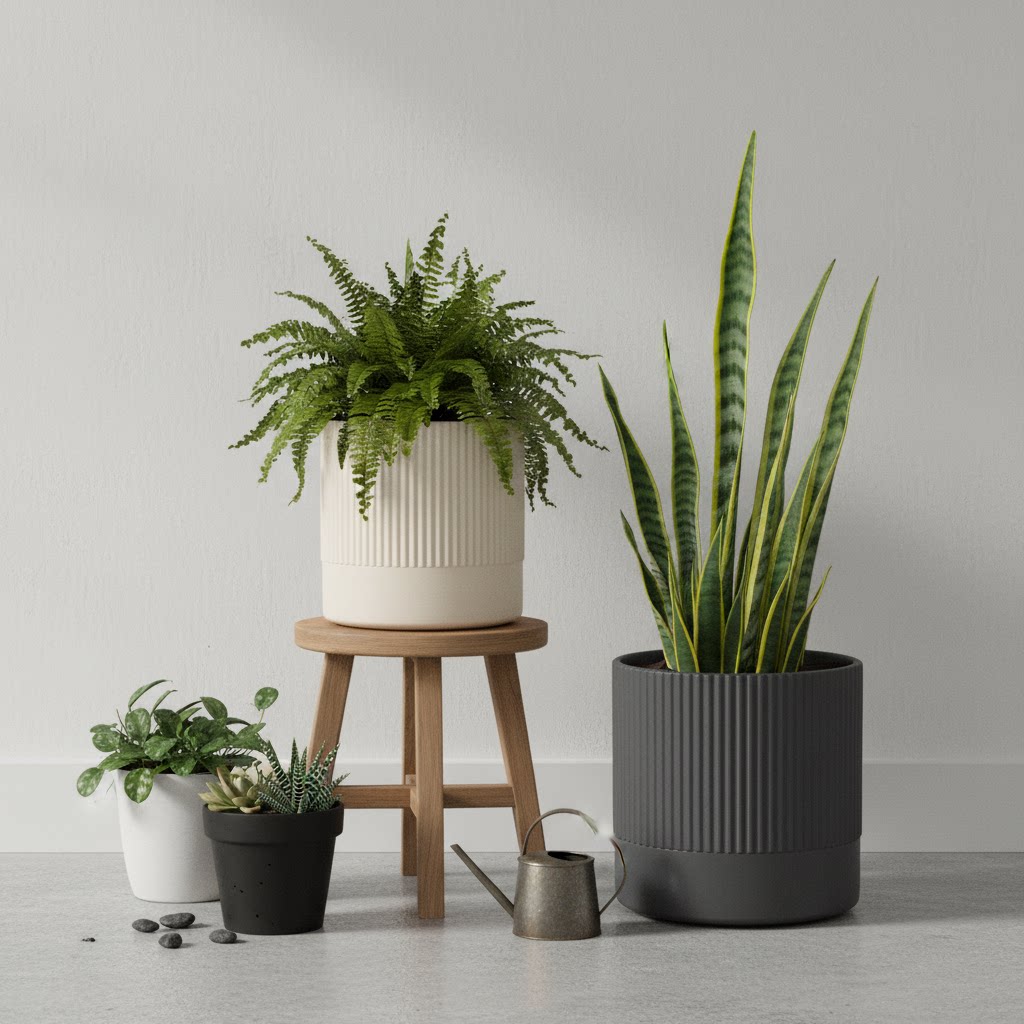 简约圆柱形花盆桌面绿植种植盆栽家用陶土花盆室内现代装饰盆透气