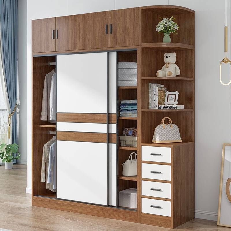 极速健康民居衣i柜实木家用卧室家具推拉门简易组装儿童柜子成人