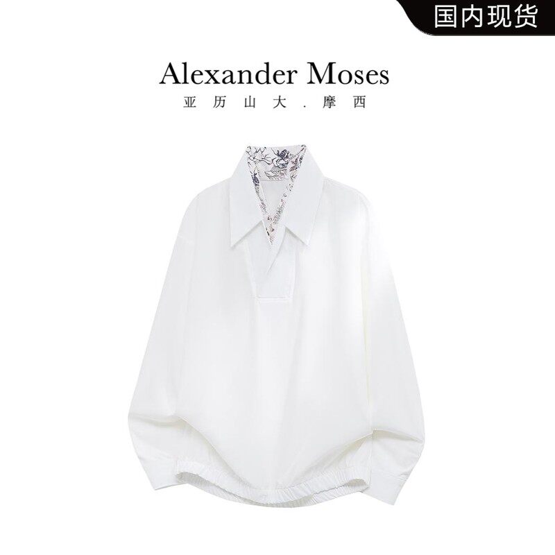 Alexander Moses美潮假两件花卉衬衫秋季新款设计感百搭时尚上衣