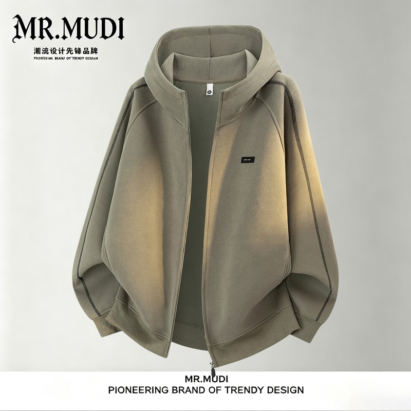 MR.MUDI/穆迪先生美式连帽开衫卫衣春秋2026新款男士休闲长袖上衣