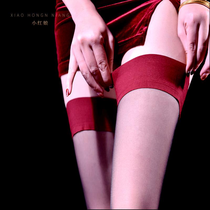 大腿袜蕾丝超薄高筒袜长筒袜女过膝性感防滑情趣透明肉色红边丝袜