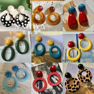 80年代港风夸张复古耳环耳钉气质耳饰儿童高级感女童耳夹洋气配饰