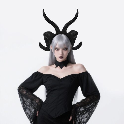 万圣节仿真牛角恶魔发箍