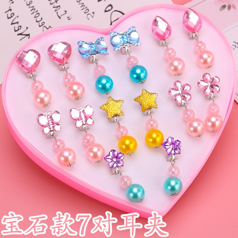 儿童耳环耳夹无耳洞宝宝公主耳饰卡通小女孩女童假耳坠小孩子耳钉