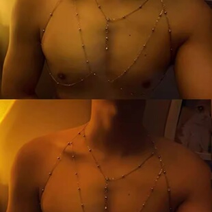 男士胸链身体链大码背链性感高级肩链性感背带情趣饰品项链女男生