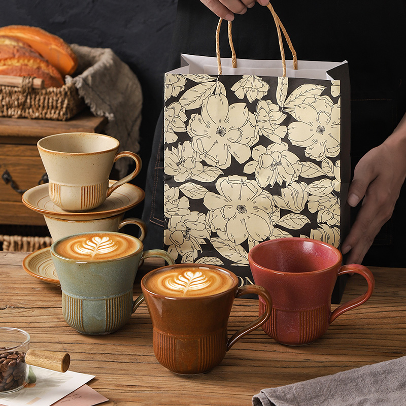 复古陶瓷马克杯花型咖啡杯套装