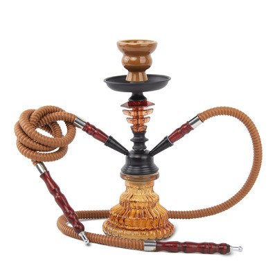 现货批发水烟壶全套咖啡色小号双管玻璃水烟筒酒吧KTV热销hookah