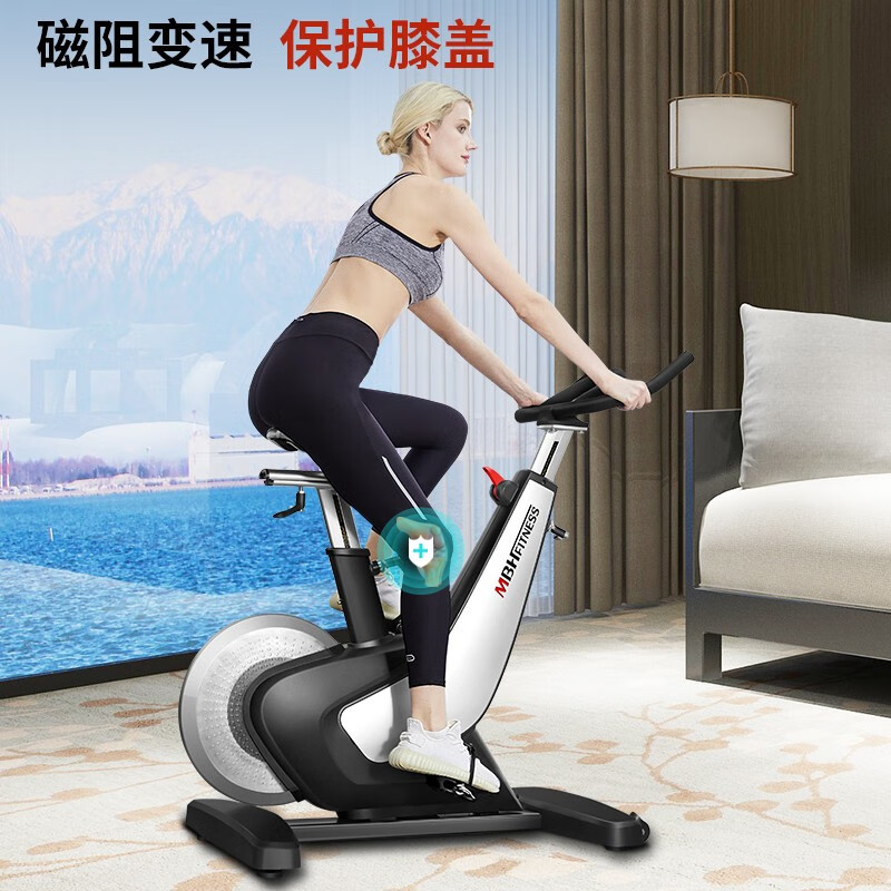 迈宝赫MBH动感单车家用商用塑型磁控脚踏健身车DX02银色