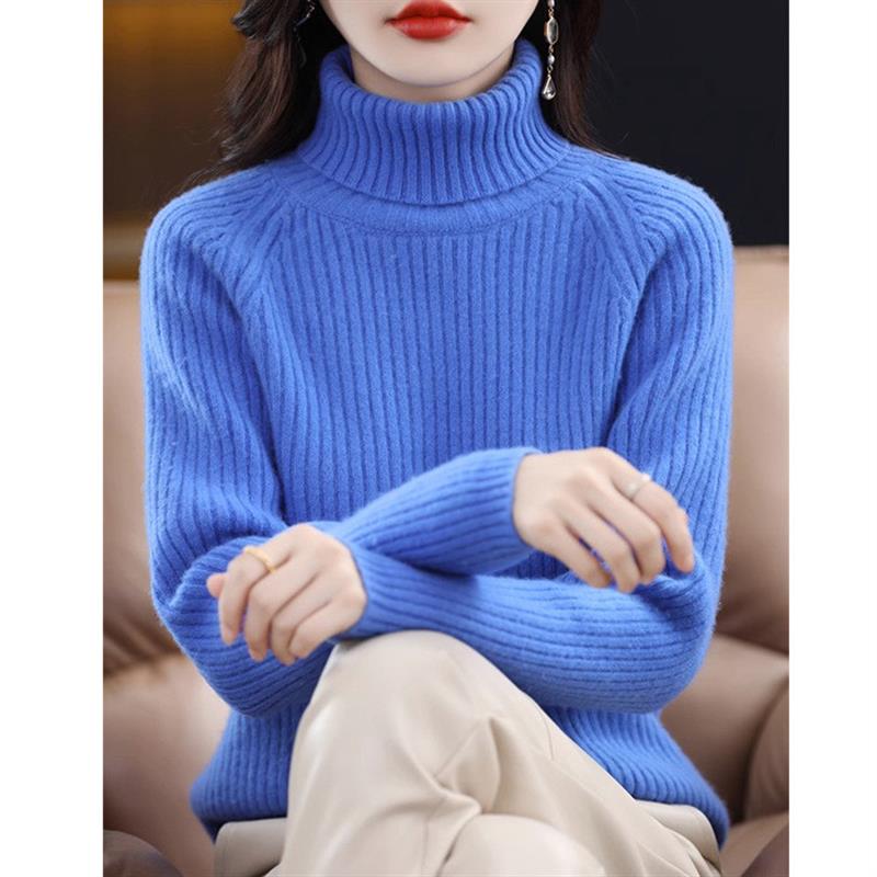 毛衣女高领秋冬2025新款短款宽松纯色内搭长袖加厚女士针织打底衫