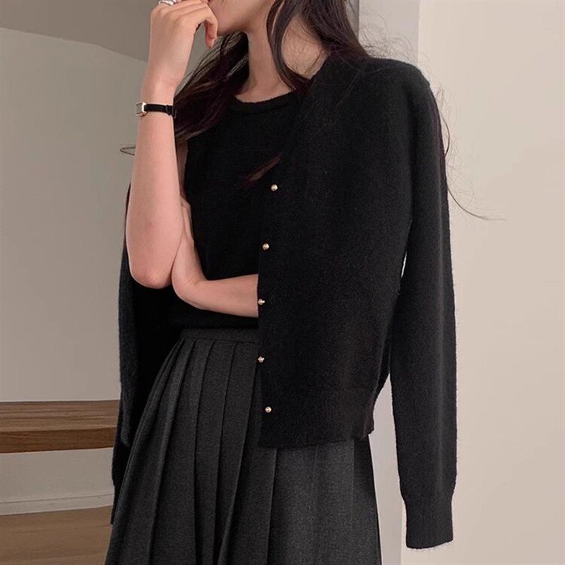 设计吊带针织开衫两件套2025秋冬简约百搭套装毛衣女