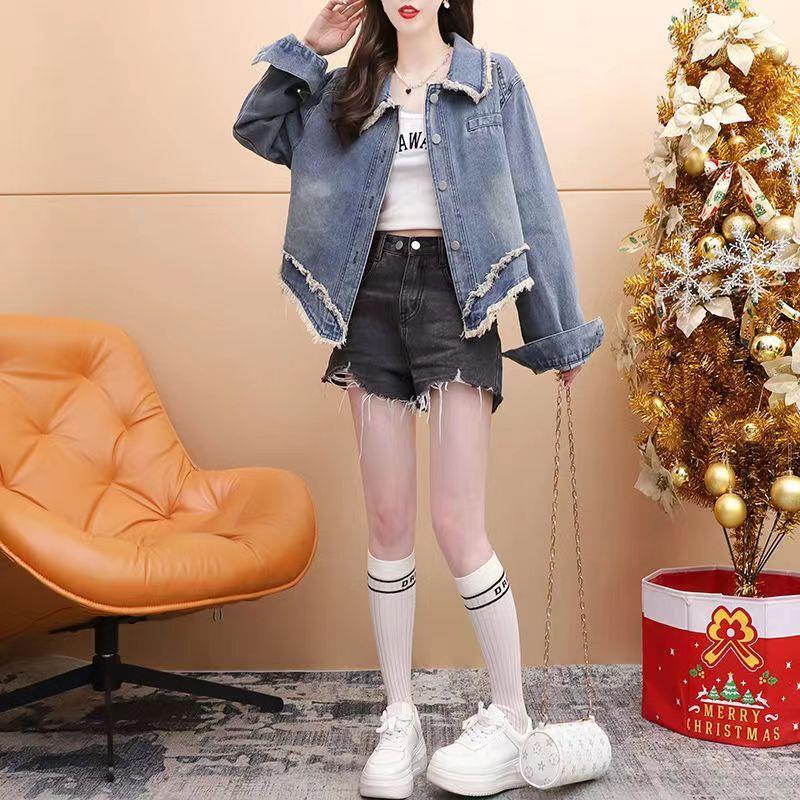 短款小个子牛仔外套女春秋2025新款春季宽松慵懒风百搭上衣