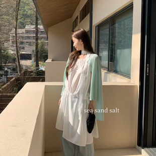 配飘带 sea 26年夏上新抽绳纯色背心连衣裙 salt 26315 sand