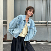 奢佑BECABEAU 牛仔外套A6783 不规则压褶口袋短款