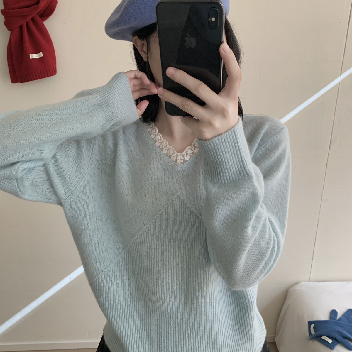 MUUTIS牧缇-超出片韩系鸡心领光版贝熊绒针织衫(含75绵羊毛)XHQ53