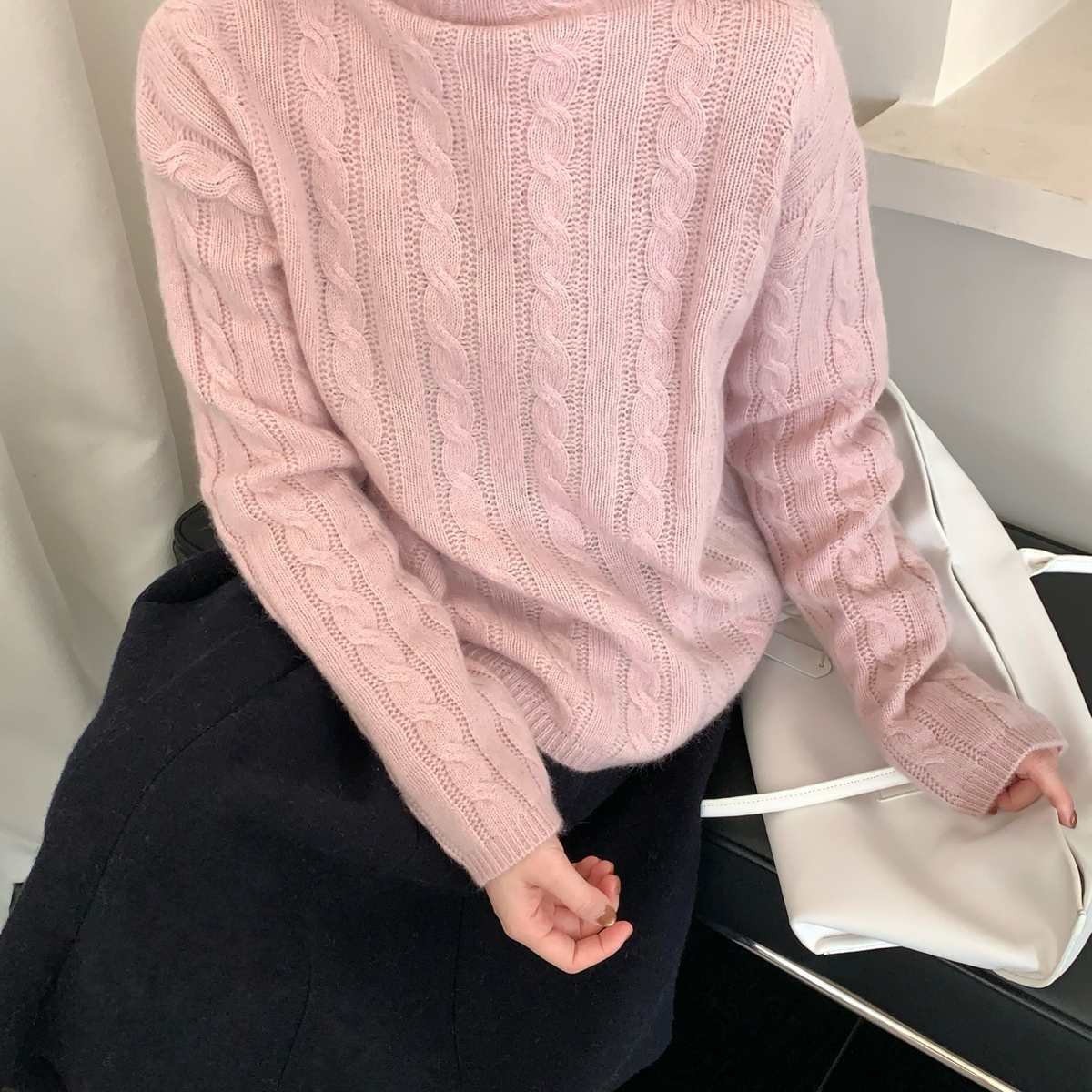 MO-好评率超高4.3山羊绒麻花针织打底衫（含51.0绵羊毛）YS1-2750