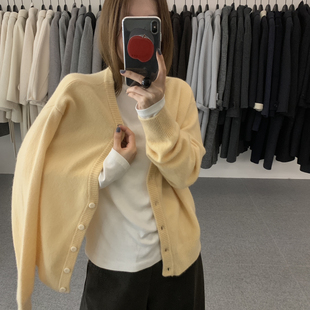 noodle面条家-她家针织巨好卖韩系慵懒风V领宽松开衫毛衣N10018