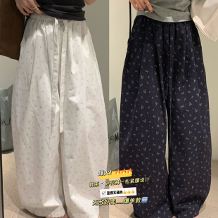 显瘦百搭休闲裤 王韩系清新甜美小碎花弯刀裤 G5501JYZ 首发裤 拿铁