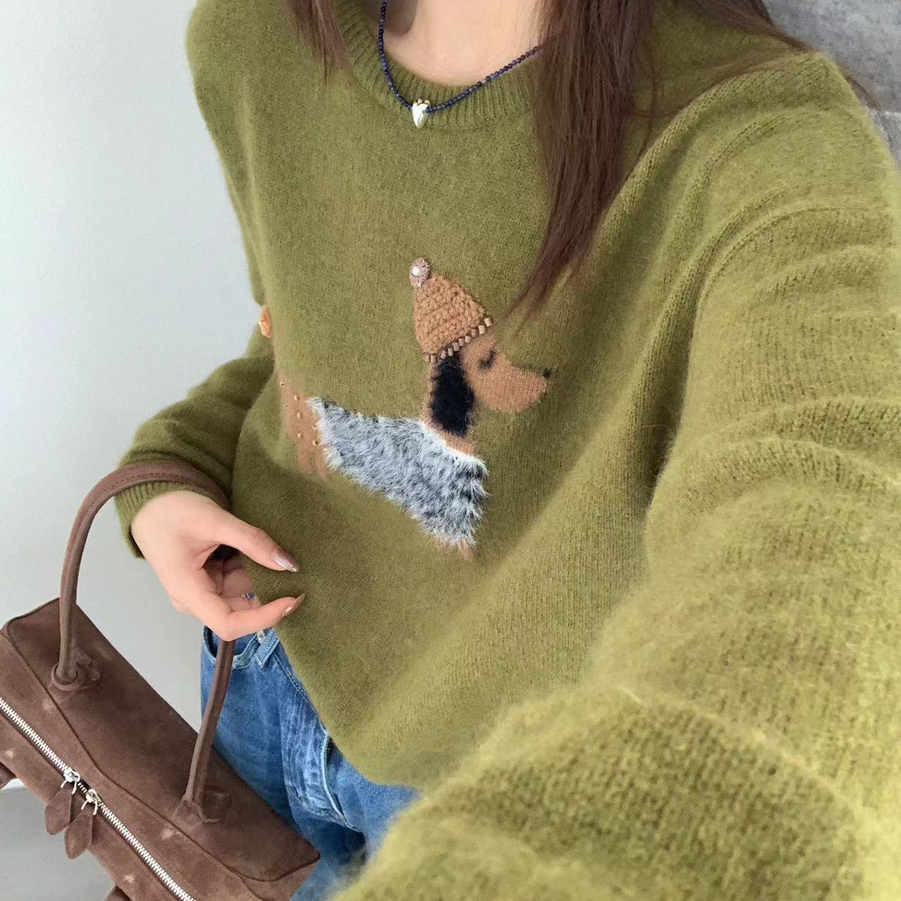 后 F H-家藏羊绒腊肠狗设计感亲肤保暖毛衣（含38.5绵羊毛）83750