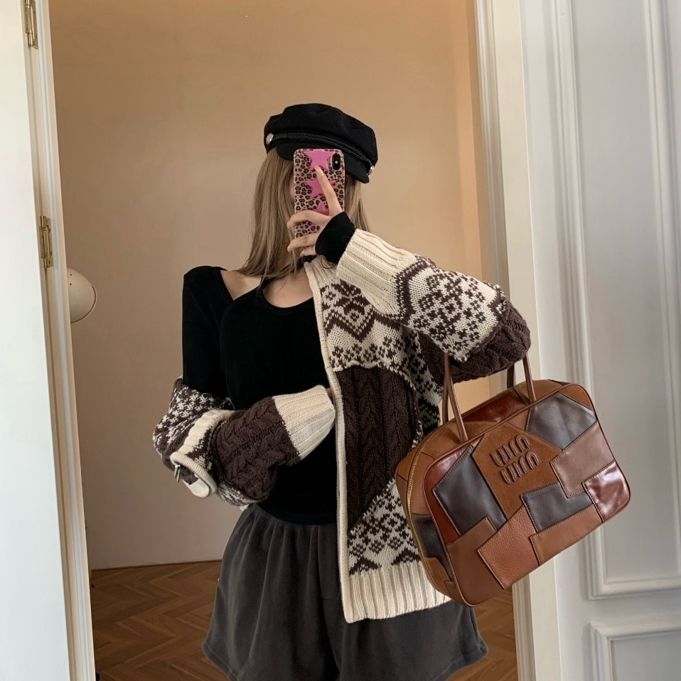 USTME-股编费尔岛提花加厚保暖宽松羊毛保暖毛衣（含30羊毛）7365