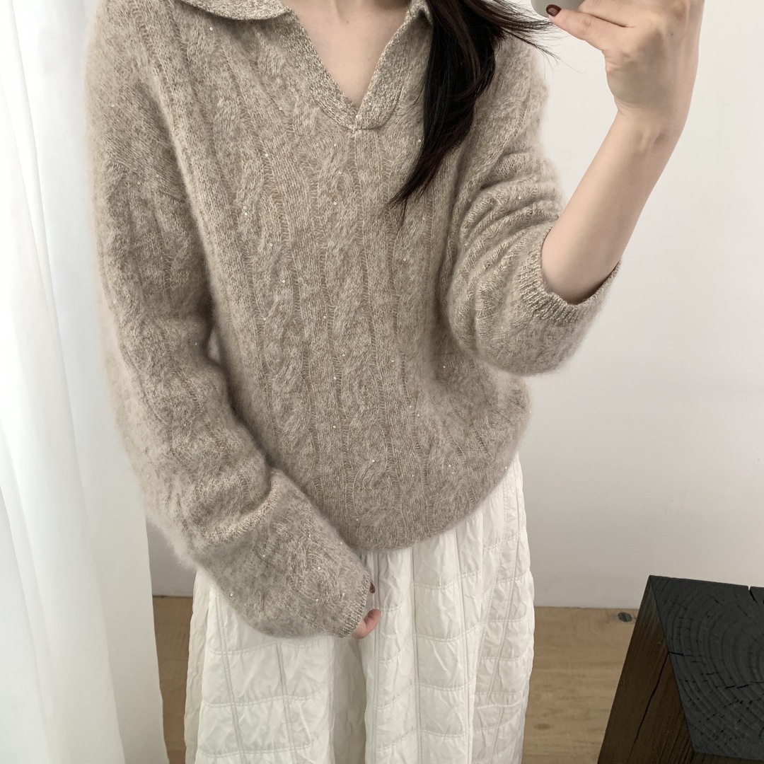 ULO-新温柔可人5羊绒拉毛Polo领套衫保暖毛衣（含95澳毛）45152LO