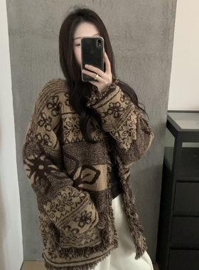 grapestone 葡萄籽-复古披肩款遮肉保暖宽松毛衣外套保暖毛衣1437