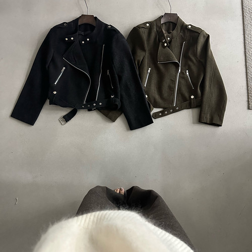 Hand made-冬上新雪尼尔绒短款夹克(不可拆腰带不含内搭)R26212
