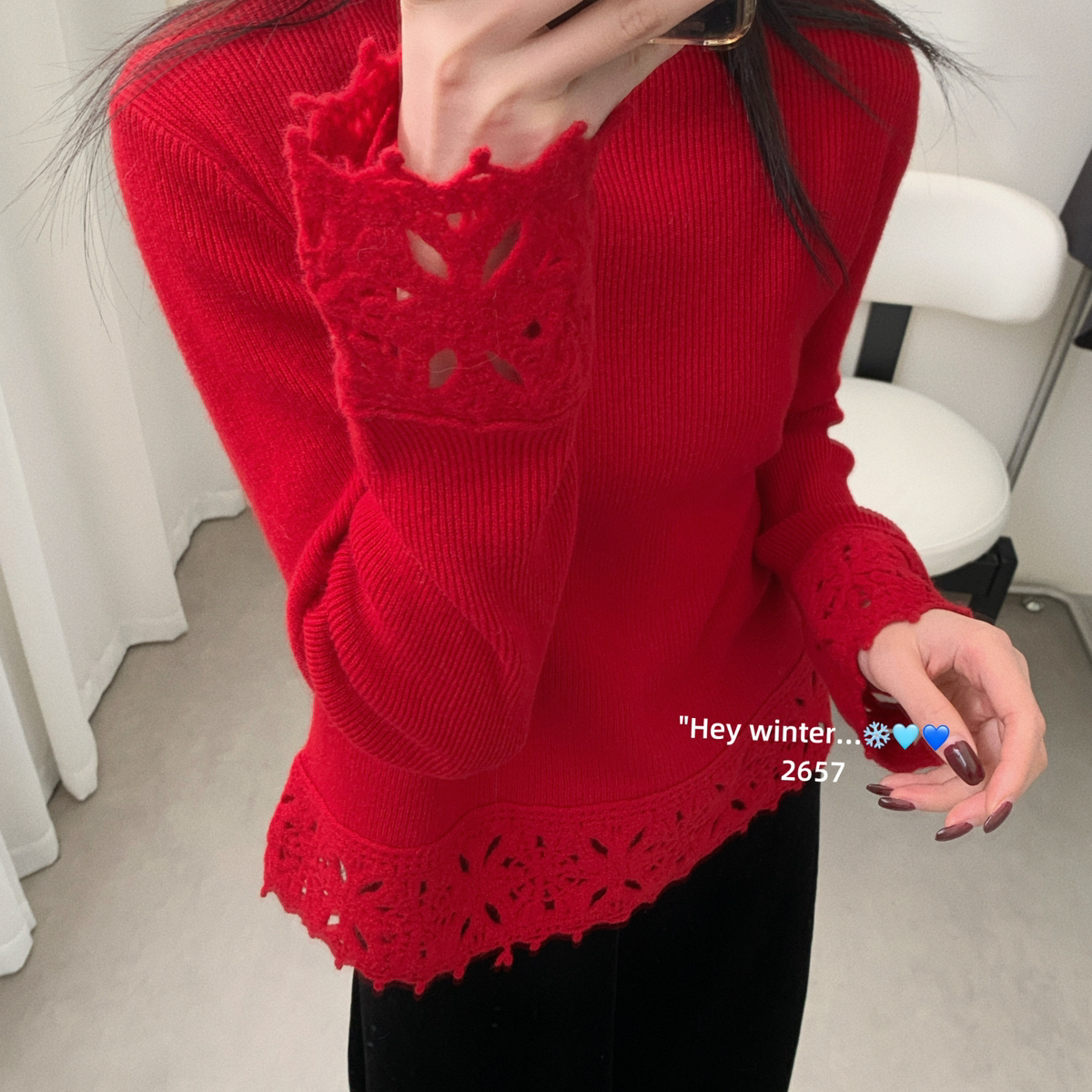 SUGAR-冬上新气质半高领宽松长袖保暖毛衣（含100绵羊毛）2657