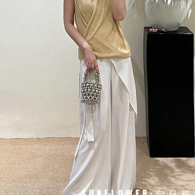 SUNFLOWER-UNFOWER法式交叉v领无袖显瘦百搭小衫(不含下装)S92470