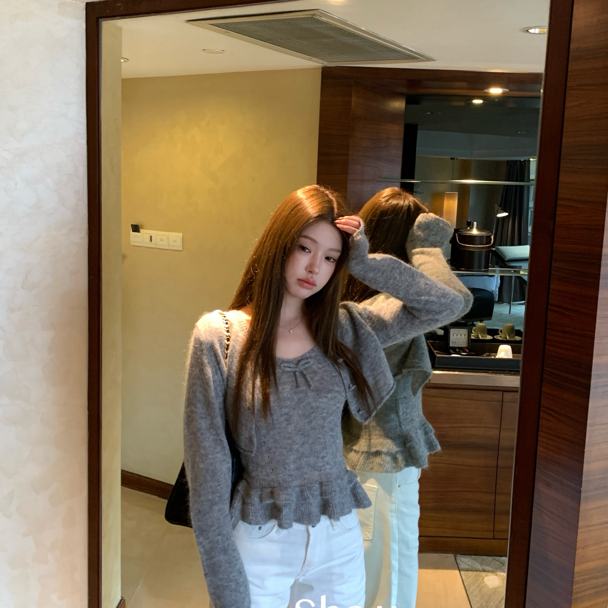 E U叶边吊带背心针织开衫套装(含35羊毛)18羊驼毛YS160805