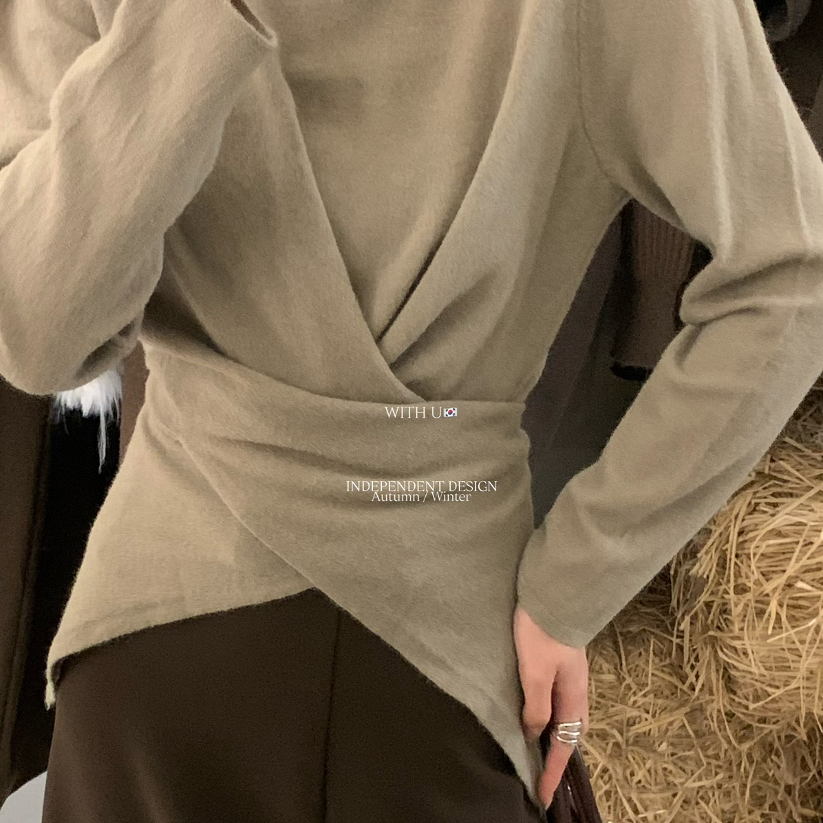 With U-设计独特慵懒高级简约洋气针织衫6511s