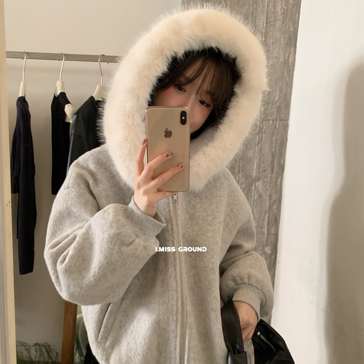 IMISS-冬上新韩标大毛领加厚连帽保暖羽绒服外套H90581