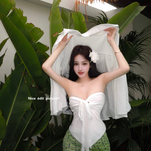 配飘带 夏上新波西米亚度假风绑带网纱抹胸背心 BX2381 edit nice