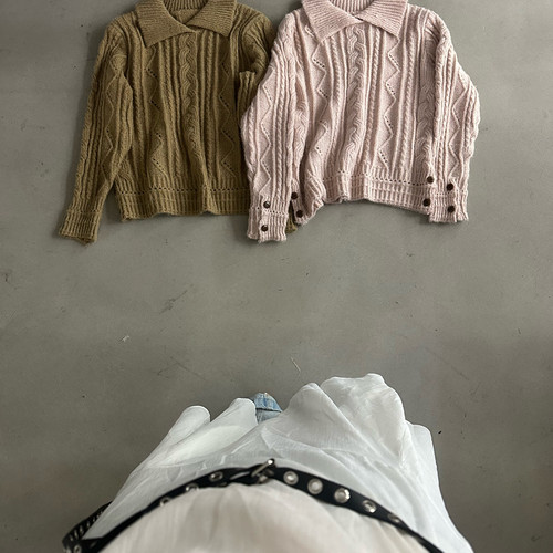 Hand made-冬上新韩系翻领百搭保暖毛衣r26239