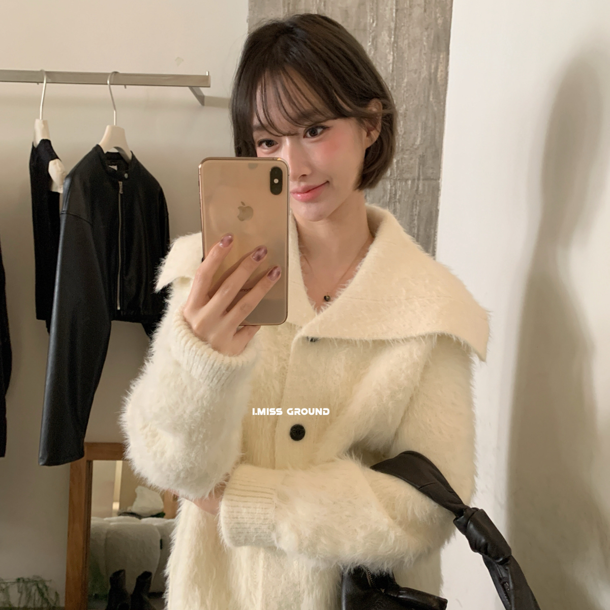 IMISS-冬上新韩标毛茸茸大翻领貂绒保暖毛衣H991358