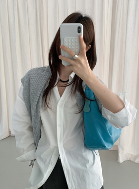 ULOUR/U粒-26年早春发财爆款宽松韩系衬衫(配披肩)53028