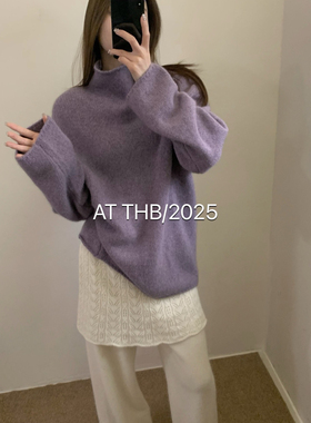 TTHB-新款高级感半高领针织衫保暖毛衣（含37.6绵羊毛）T205-1696