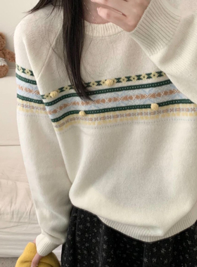 MORROW-小清新田园风手工球套头保暖毛衣（含100绵羊毛）YY-S2167