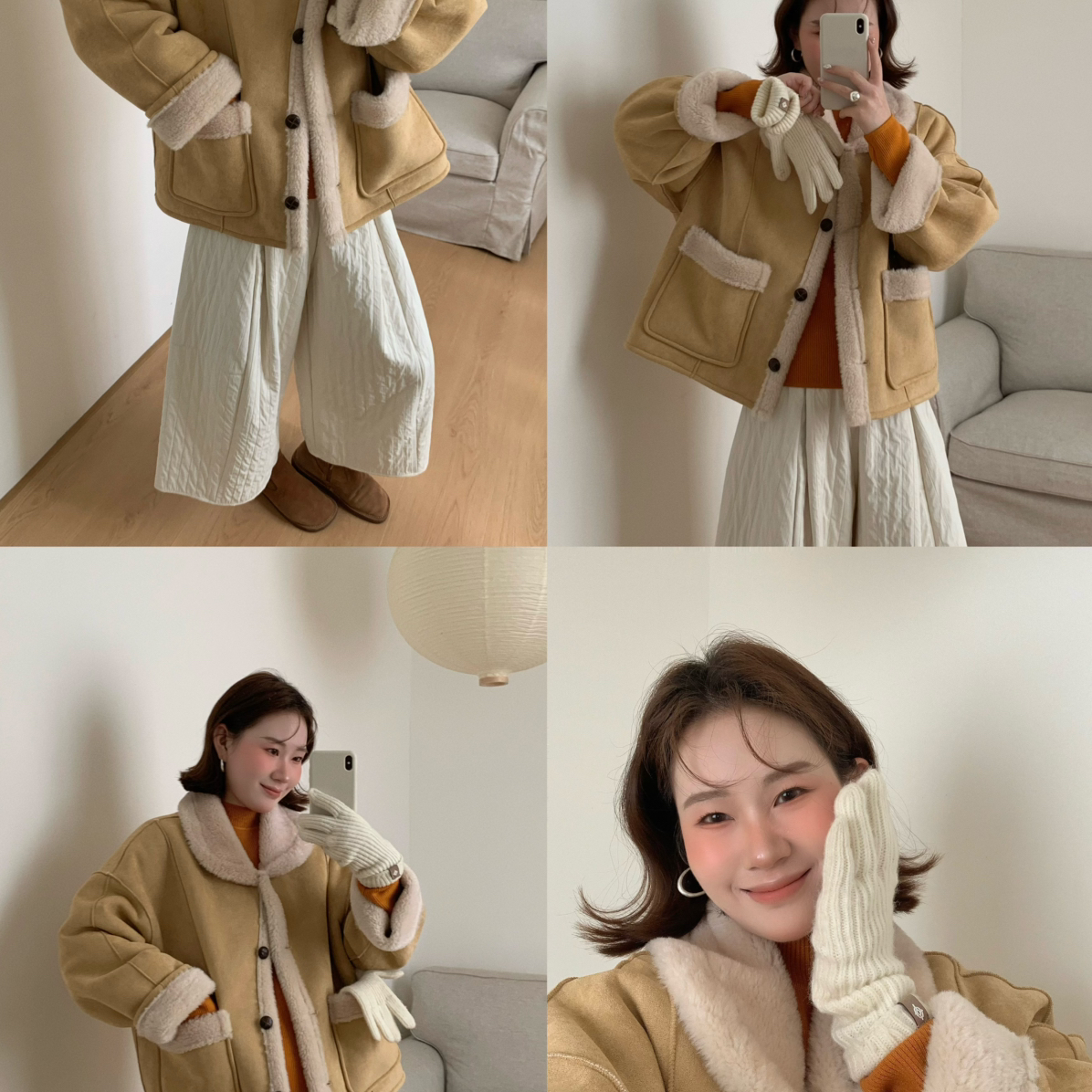 Flower & April-仿羊羔毛冬季2025新款加厚宽松机车短外套160651