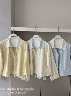 KM-26年春款简韩撞色翻领休闲简约显瘦短外套Y2613
