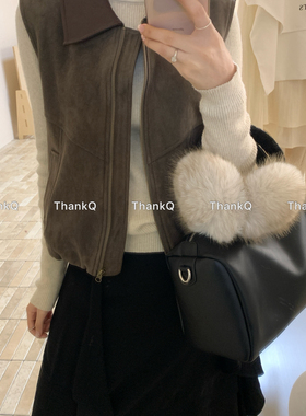 THANKQ-冬上新时尚百搭翻领拉链马甲25737