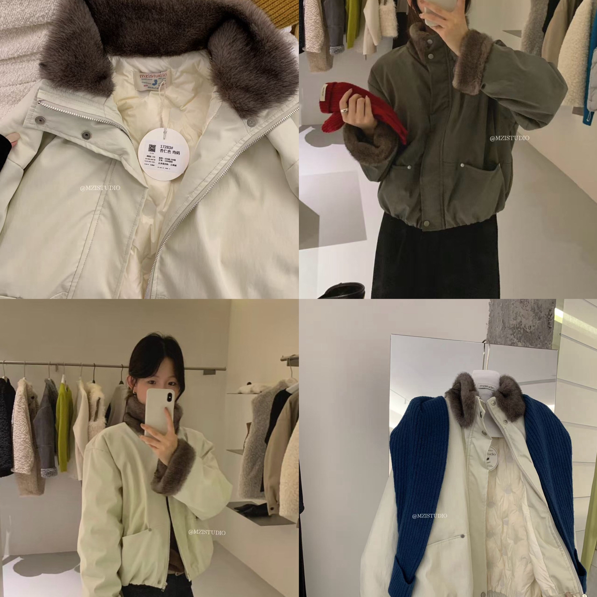 MZI STUDIO-标冬季御寒蓄热毛毛拼接新派时尚保暖羽绒服外套17283