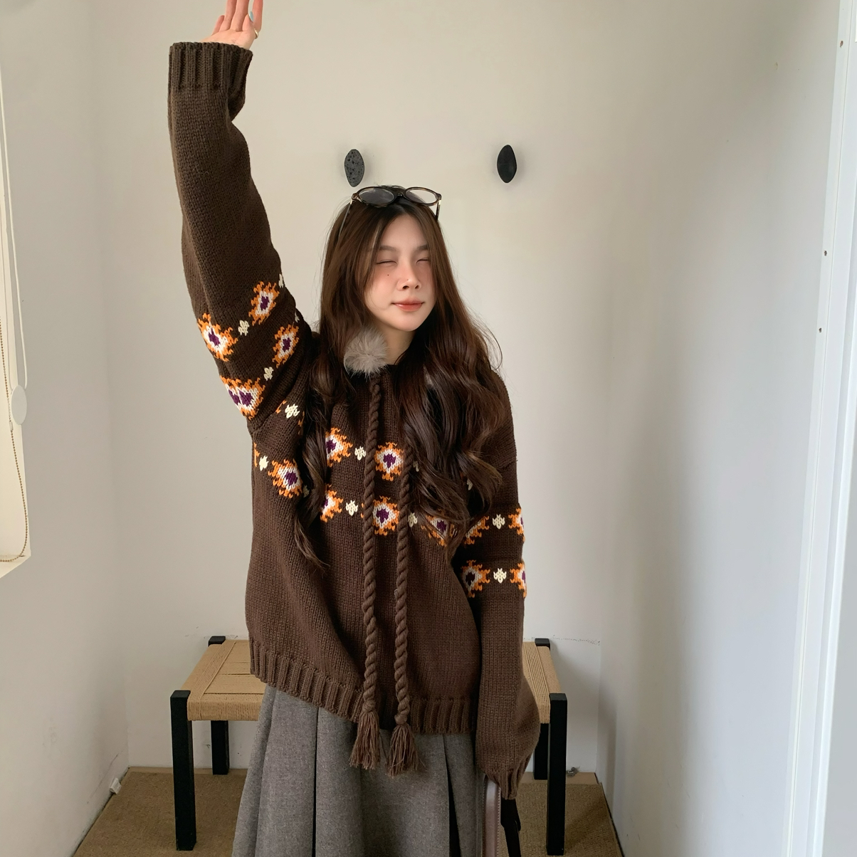 grapestone 葡萄籽-s风百搭百褶裙显瘦遮胯A型半身裙(配腰带)1482