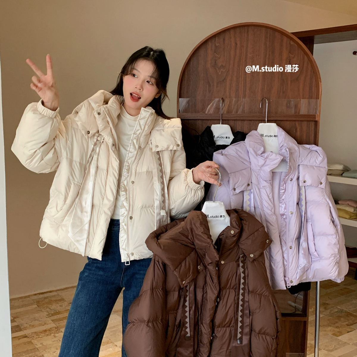 MSTUDIO漫莎-新款韩系休闲百搭可溯源安心保暖羽绒服外套M523