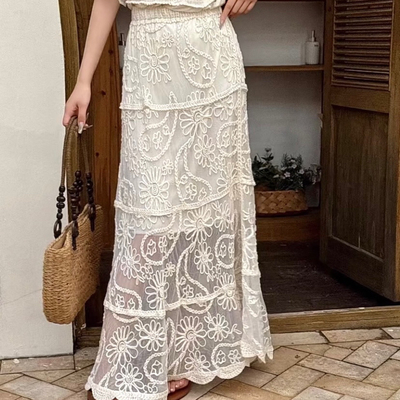 UM.有米-26夏上新法式重工提花设计工艺绝美气质优雅半身裙X2889