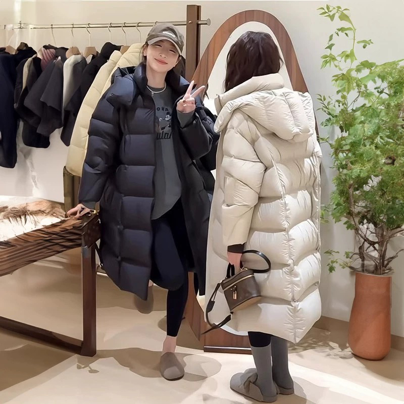 艾薇儿-冬上新连帽宽松时尚加厚长款保暖羽绒服外套2523