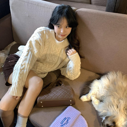 TMP 甜莓派-复古设计款加厚宽松时尚保暖毛衣1501